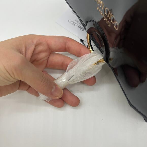 Jimmy Choo Parfum Gold Chain Black Patent Crossbody Bag - Picture 16 of 16